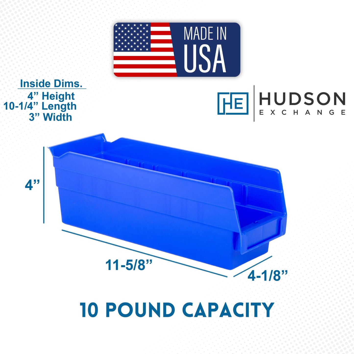 Hudson Exchange 12 x 4 x 4" Plastic Nesting Storage 12” Shelf Bin Container