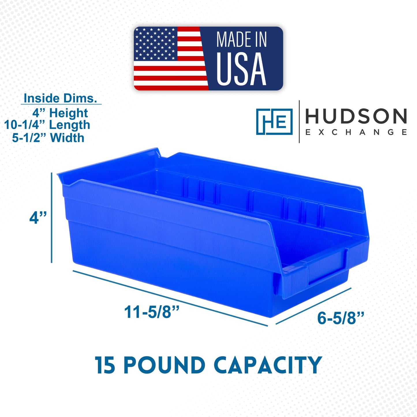 Hudson Exchange 12 x 6 x 4" Plastic Nesting Storage 12” Shelf Bin Container