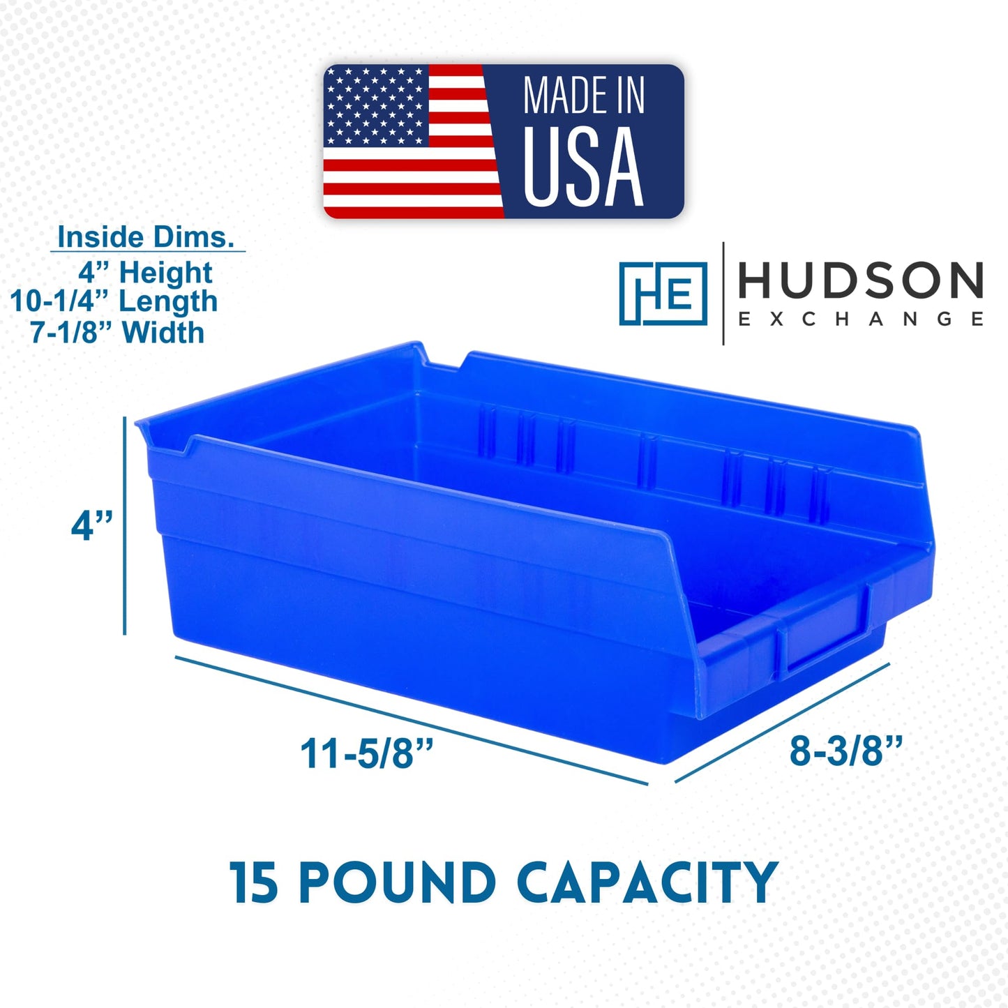 Hudson Exchange 12 x 8 x 4" Plastic Nesting Storage 12” Shelf Bin Container