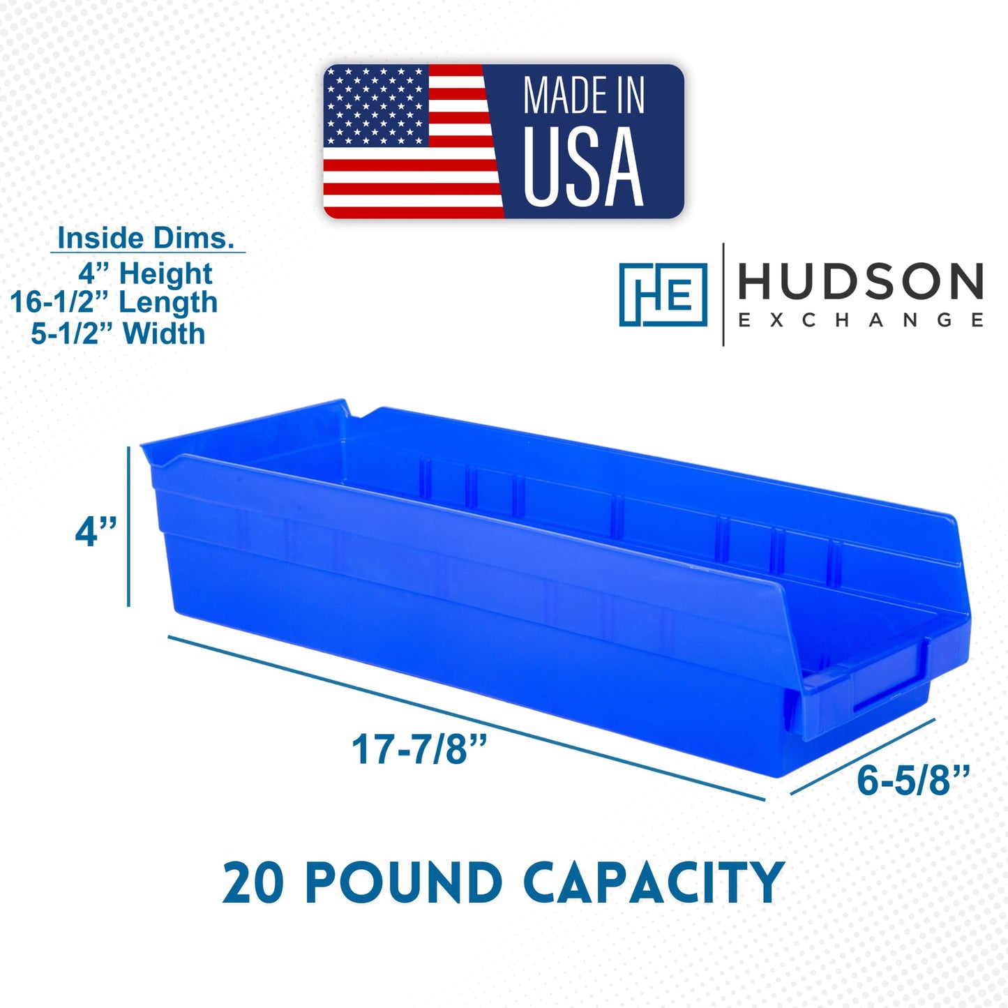 Hudson Exchange 18 x 6 x 4" Plastic Nesting Storage 18” Shelf Bin Container