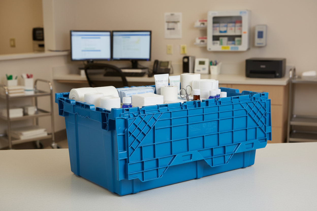 Hudson Exchange 27.3 x 17.2 x 12.6" (18.7 Gallon) Storage Tote Container with Attached Lid