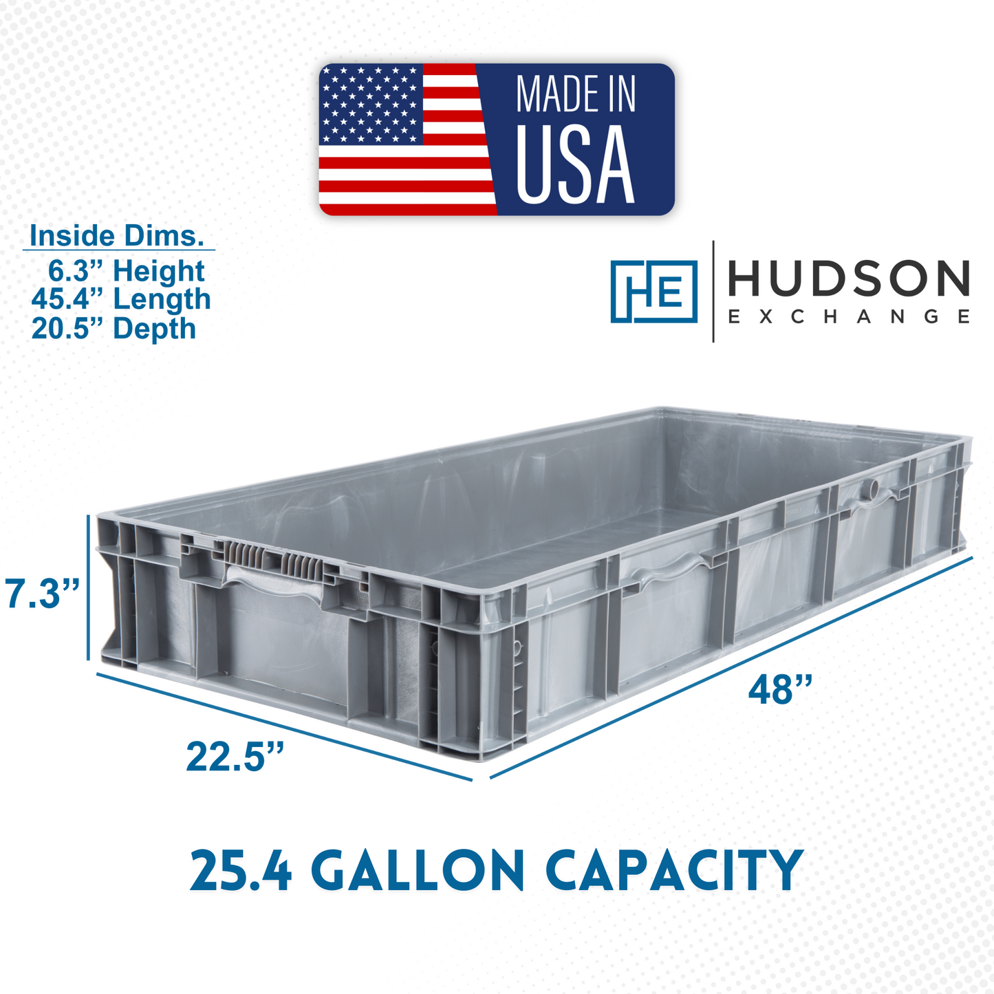 Hudson Exchange 48 x 22.5 x 7.3" (25.4 Gallon) Straight Wall Handled Storage Container Tote