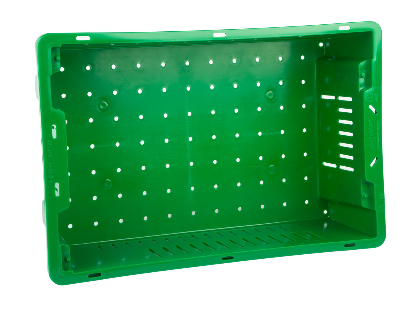 20 x 13 x 5.6" (4.5 Gallon) Agricultural Vented Crate Handled Storage Container Tote