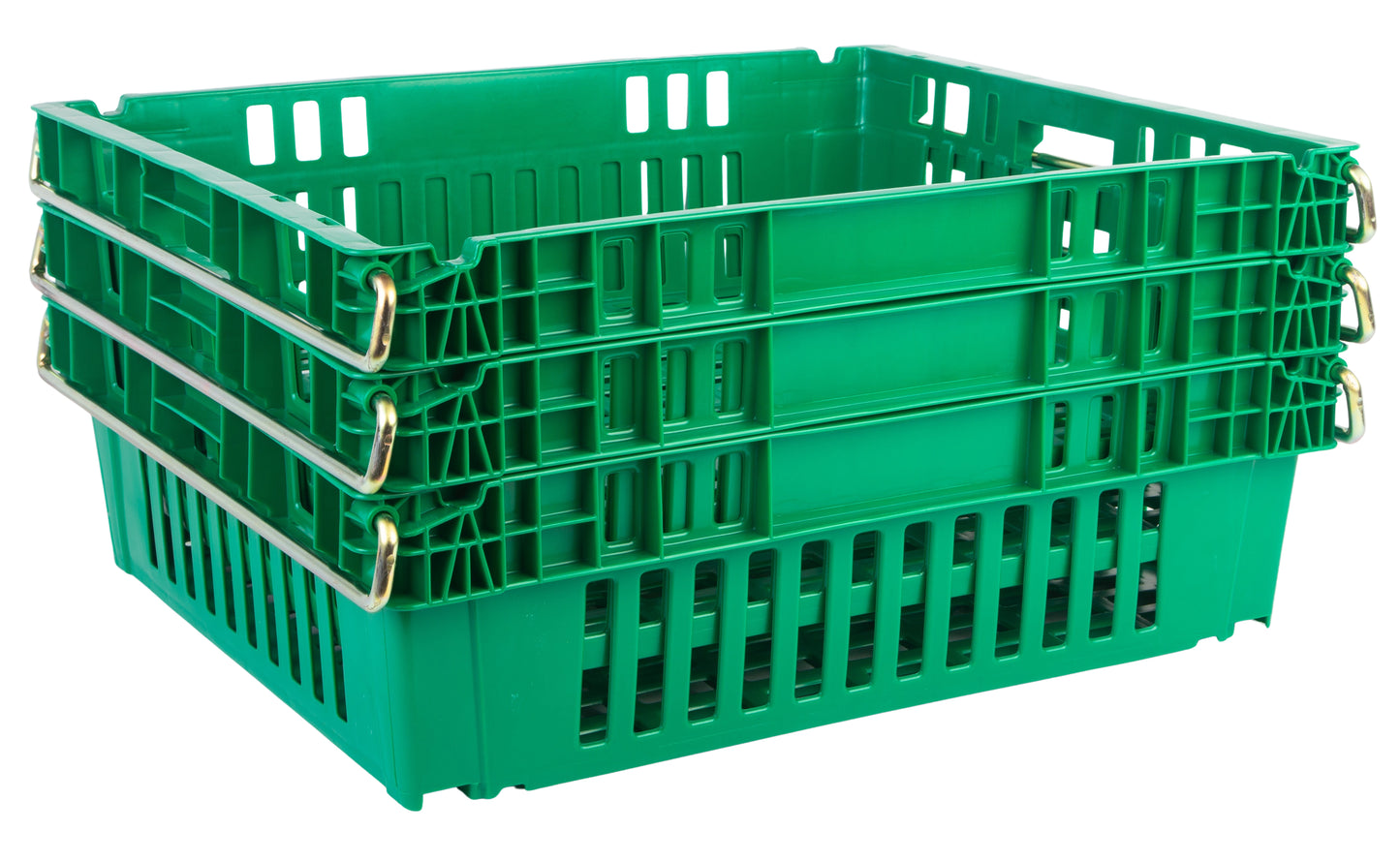 Hudson Exchange 24 x 20 x 6.8" (10.4 Gallon) Agricultural Vented Crate Handled Storage Container Tote With 2-Position Metal Bail