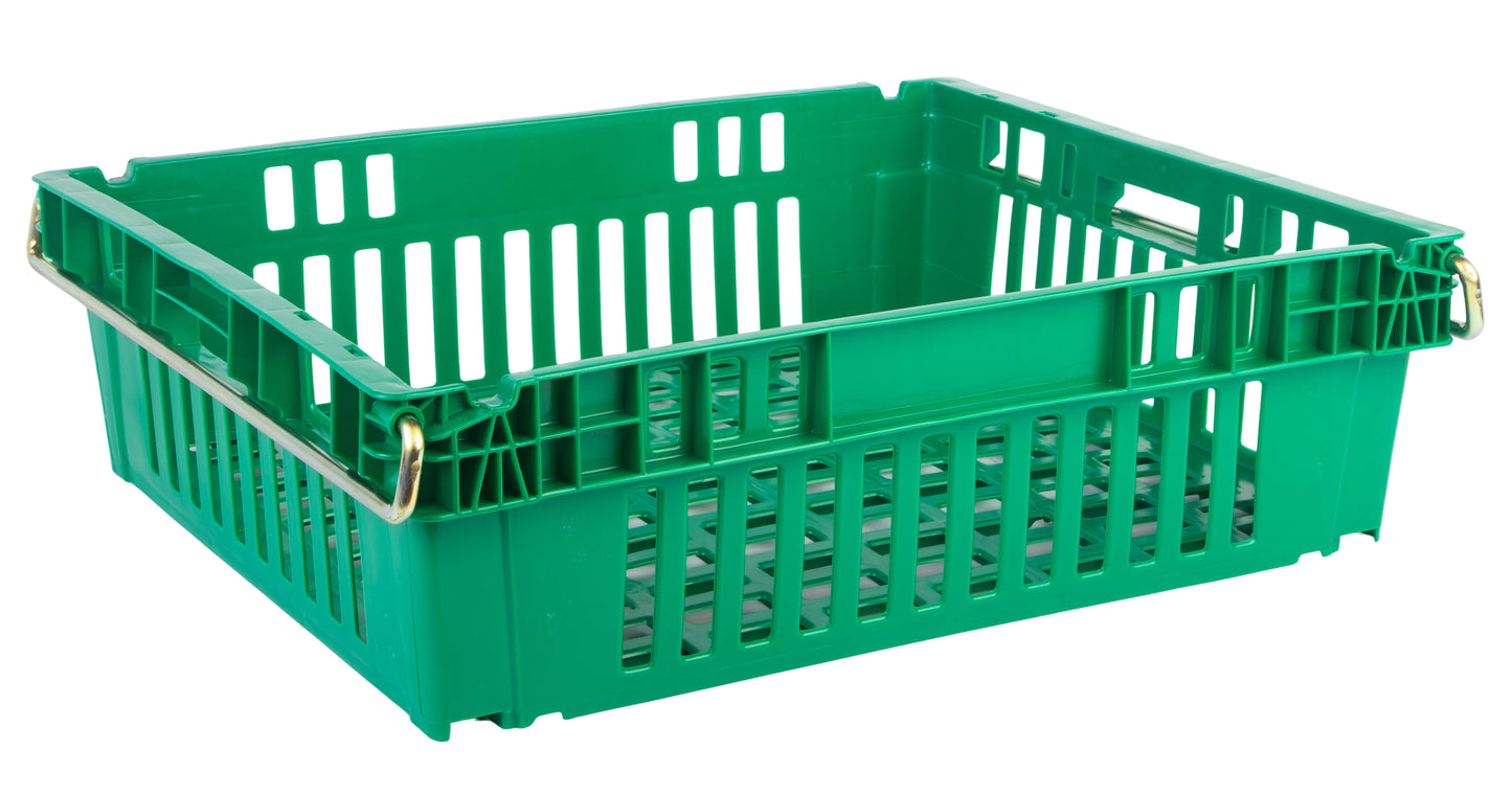 Hudson Exchange 24 x 20 x 6.8" (10.4 Gallon) Agricultural Vented Crate Handled Storage Container Tote With 2-Position Metal Bail