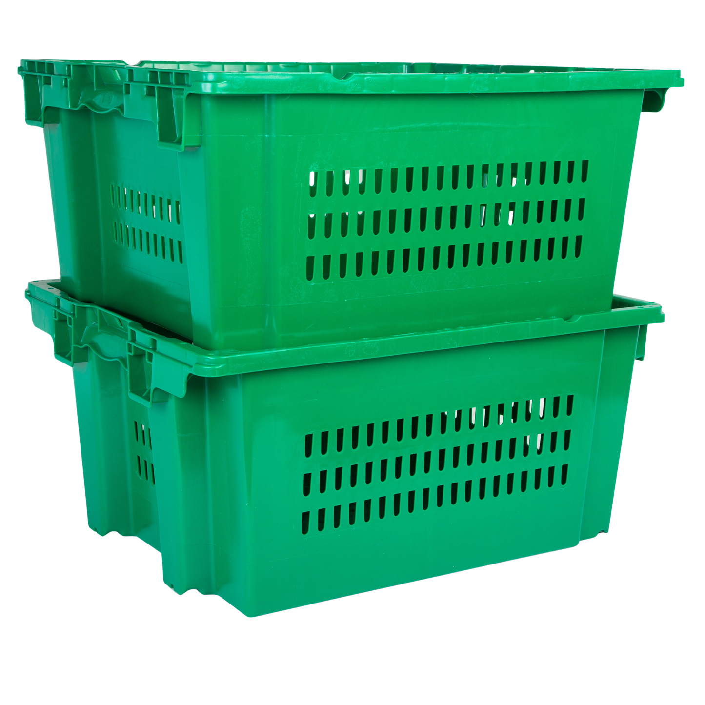 Hudson Exchange 24 x 20 x 11" (13.5 Gallon) Agricultural Vented Crate Handled Storage Container Tote, Green