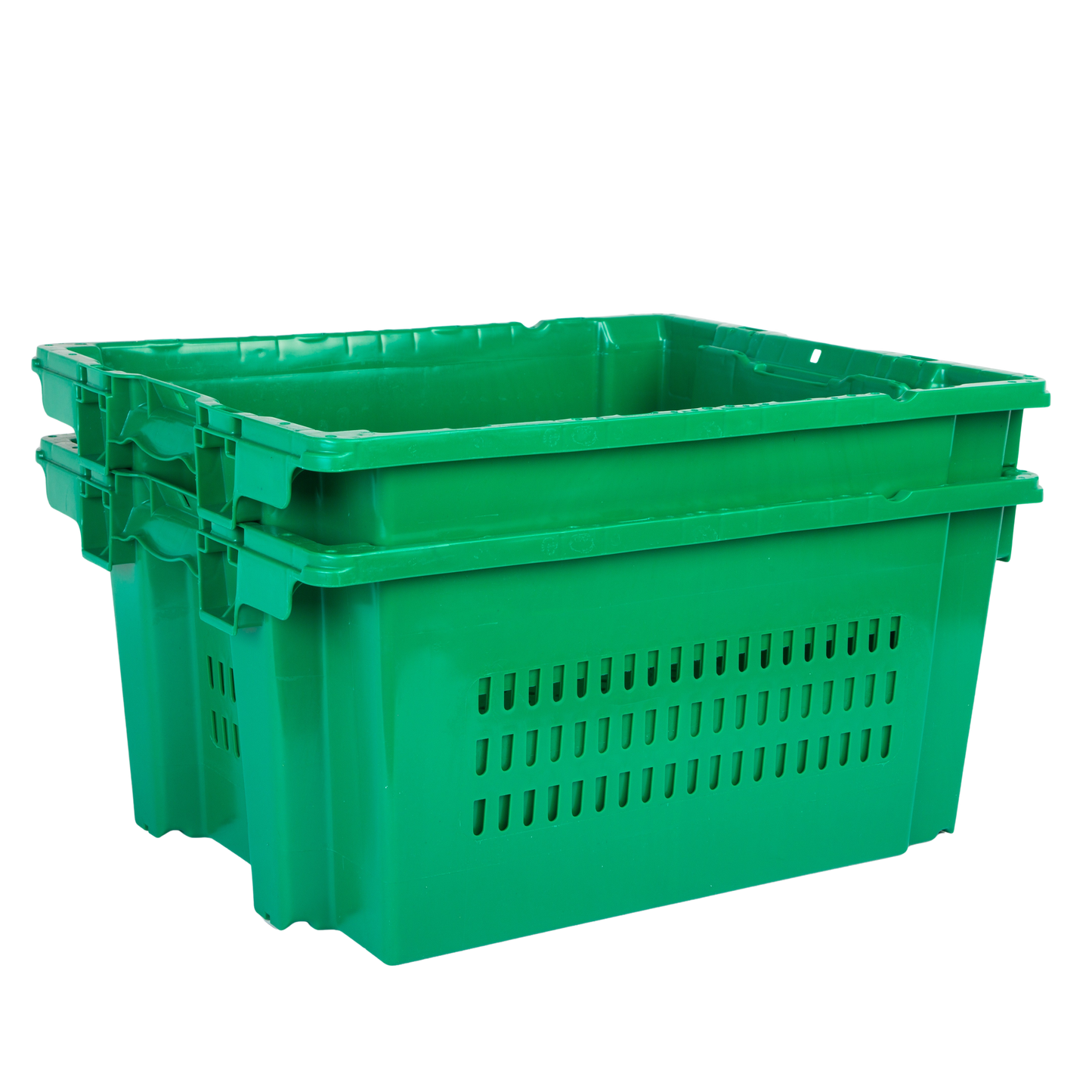 Hudson Exchange 24 x 20 x 11" (13.5 Gallon) Agricultural Vented Crate Handled Storage Container Tote, Green