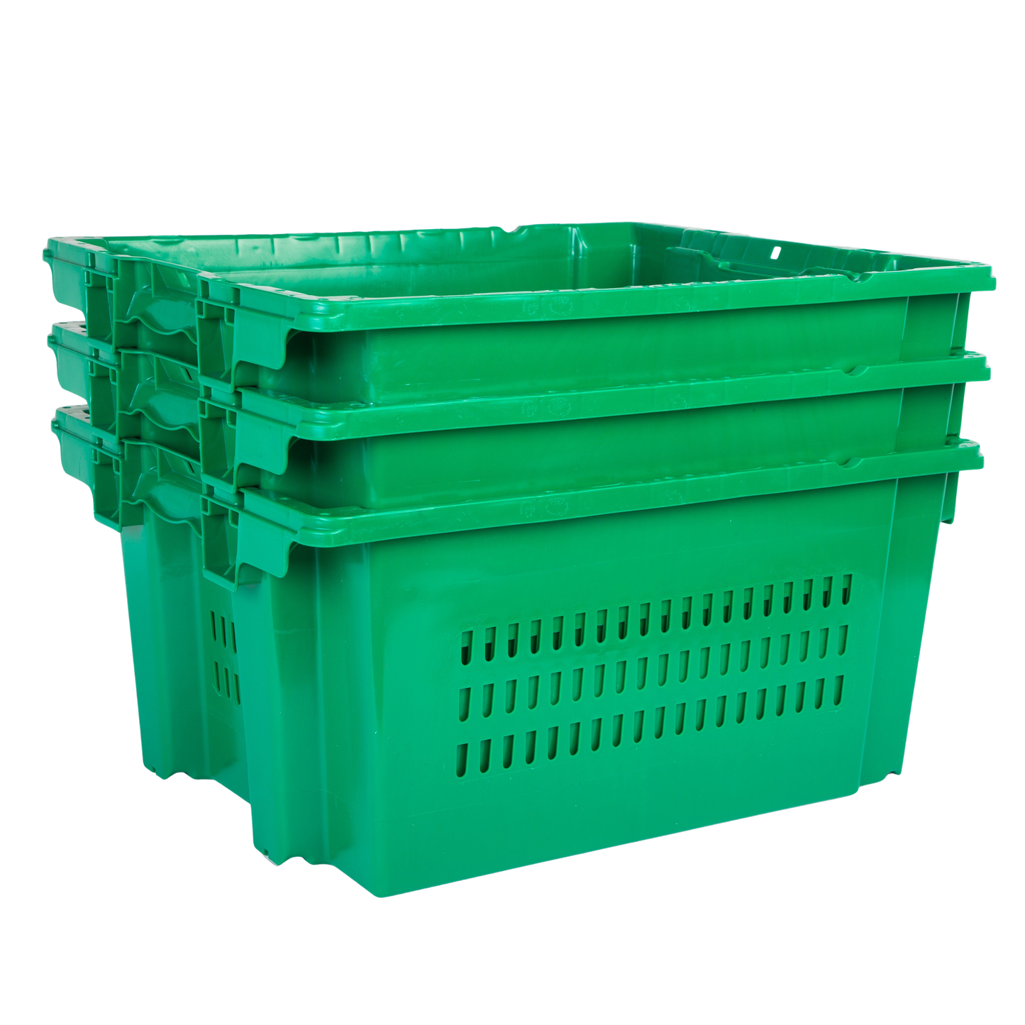 Hudson Exchange 24 x 20 x 11" (13.5 Gallon) Agricultural Vented Crate Handled Storage Container Tote, Green