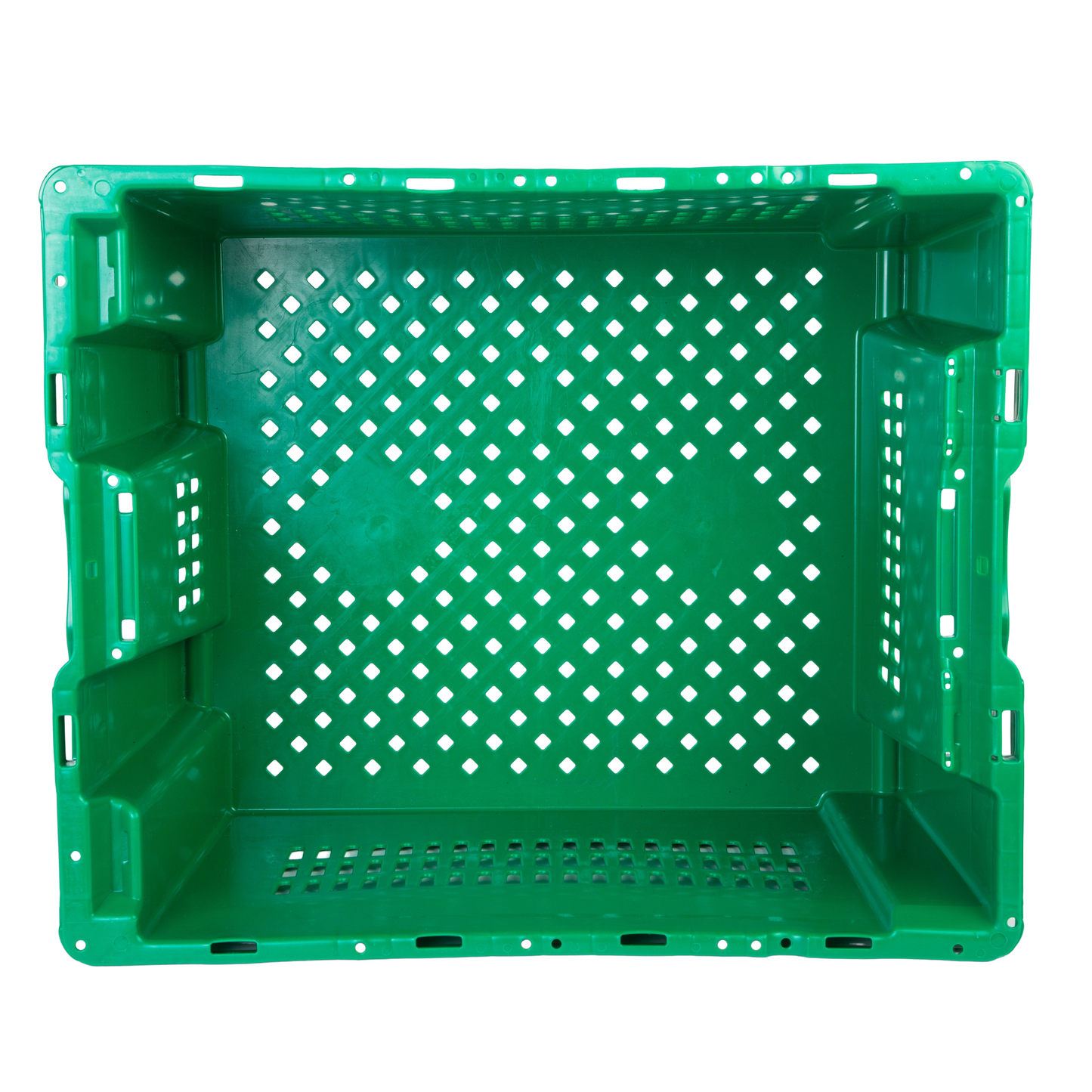 Hudson Exchange 24 x 20 x 11" (13.5 Gallon) Agricultural Vented Crate Handled Storage Container Tote, Green