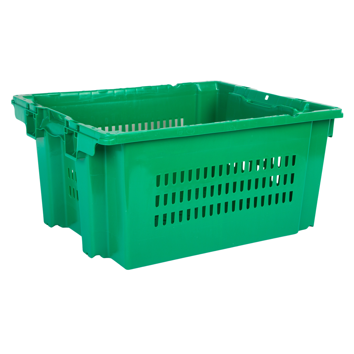 Hudson Exchange 24 x 20 x 11" (13.5 Gallon) Agricultural Vented Crate Handled Storage Container Tote, Green