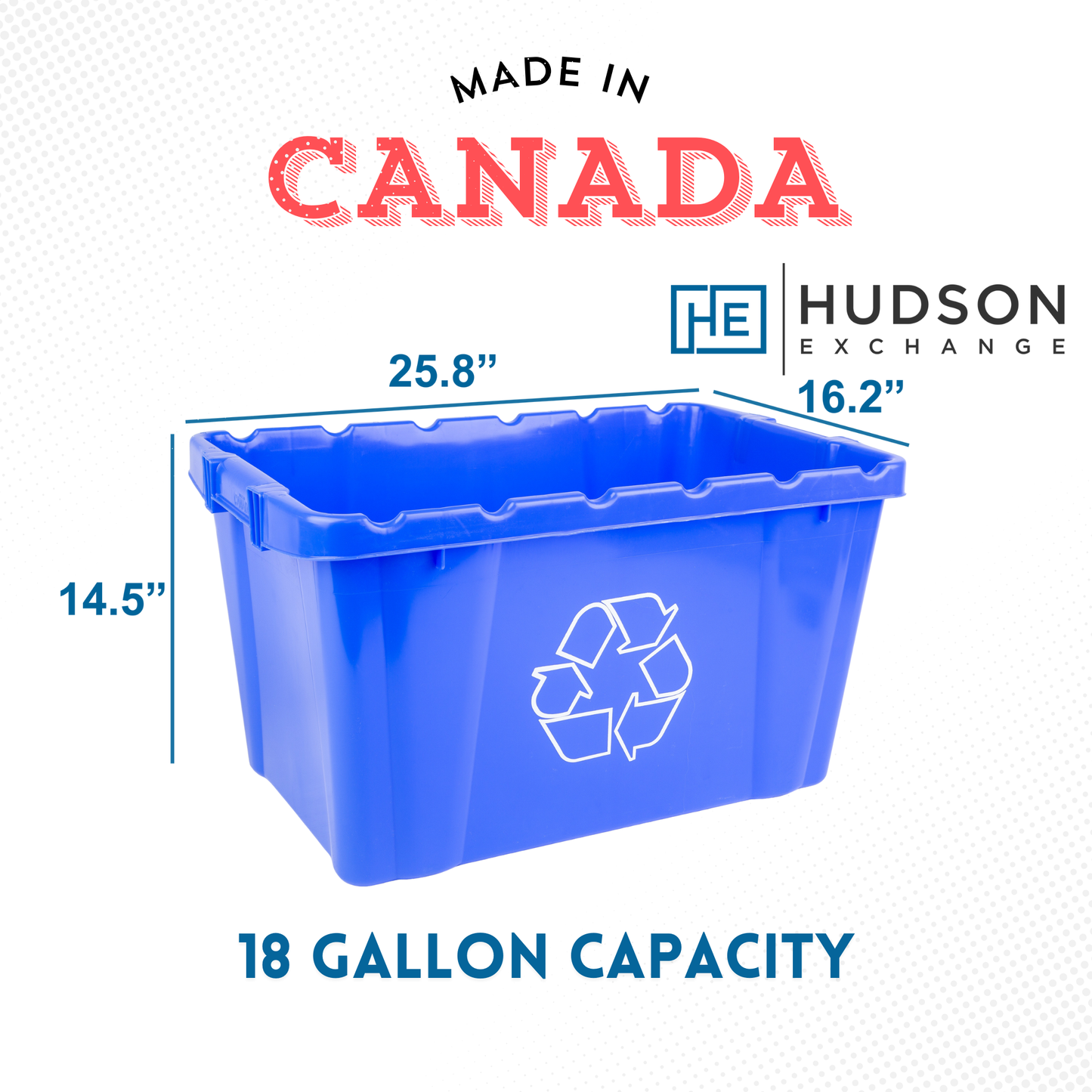 Hudson Exchange 25.8 x 16.2 x 14.5" (18 Gallon) Recycle Container Curbside Tote Bin