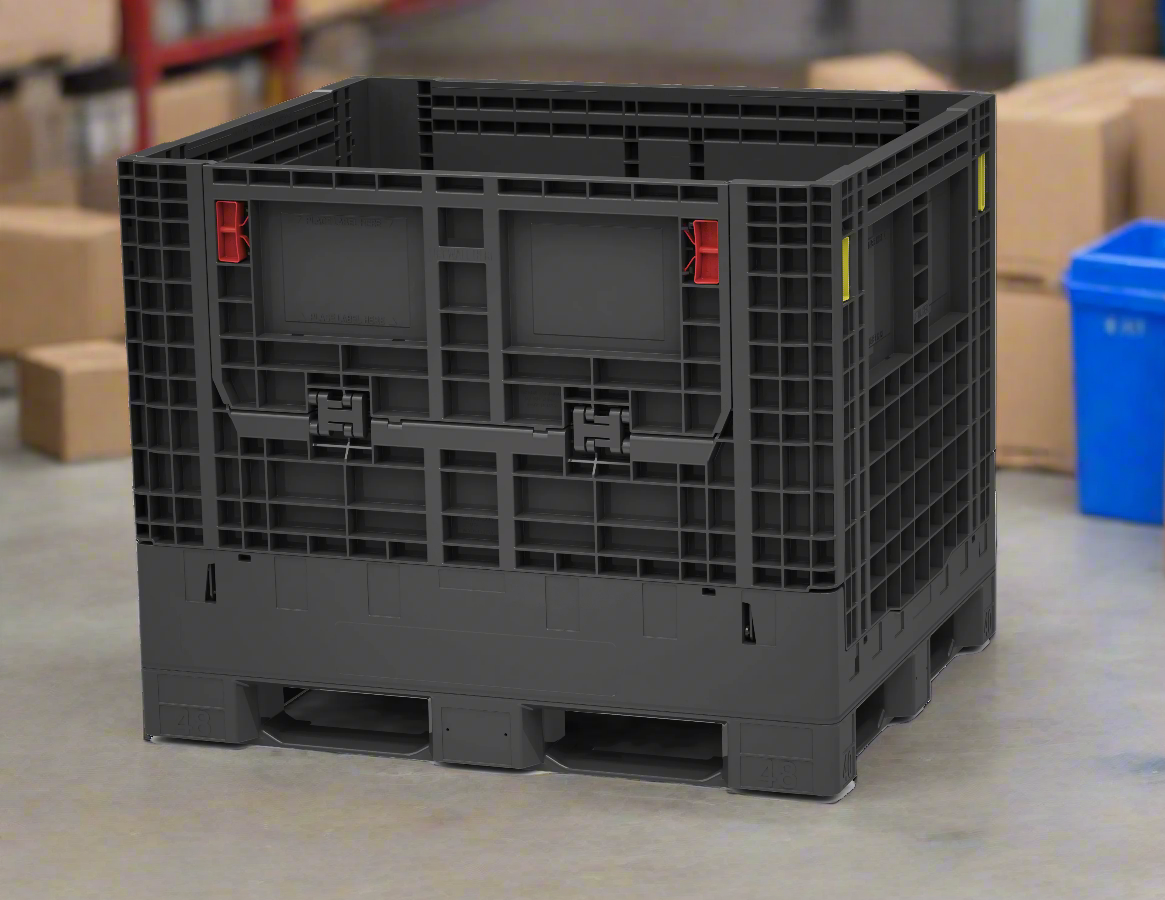 Hudson Exchange 48x40x34" (1800 lb Capacity) Collapsible Bulk Container, Gray