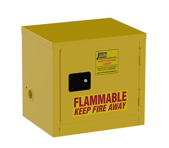 Jamco BU06 23x18x22" (6 Gallon) Countertop Safety Steel Metal Flammable Liquid Storage Cabinet with Lockable Self Closing Doors, Non Forkliftable