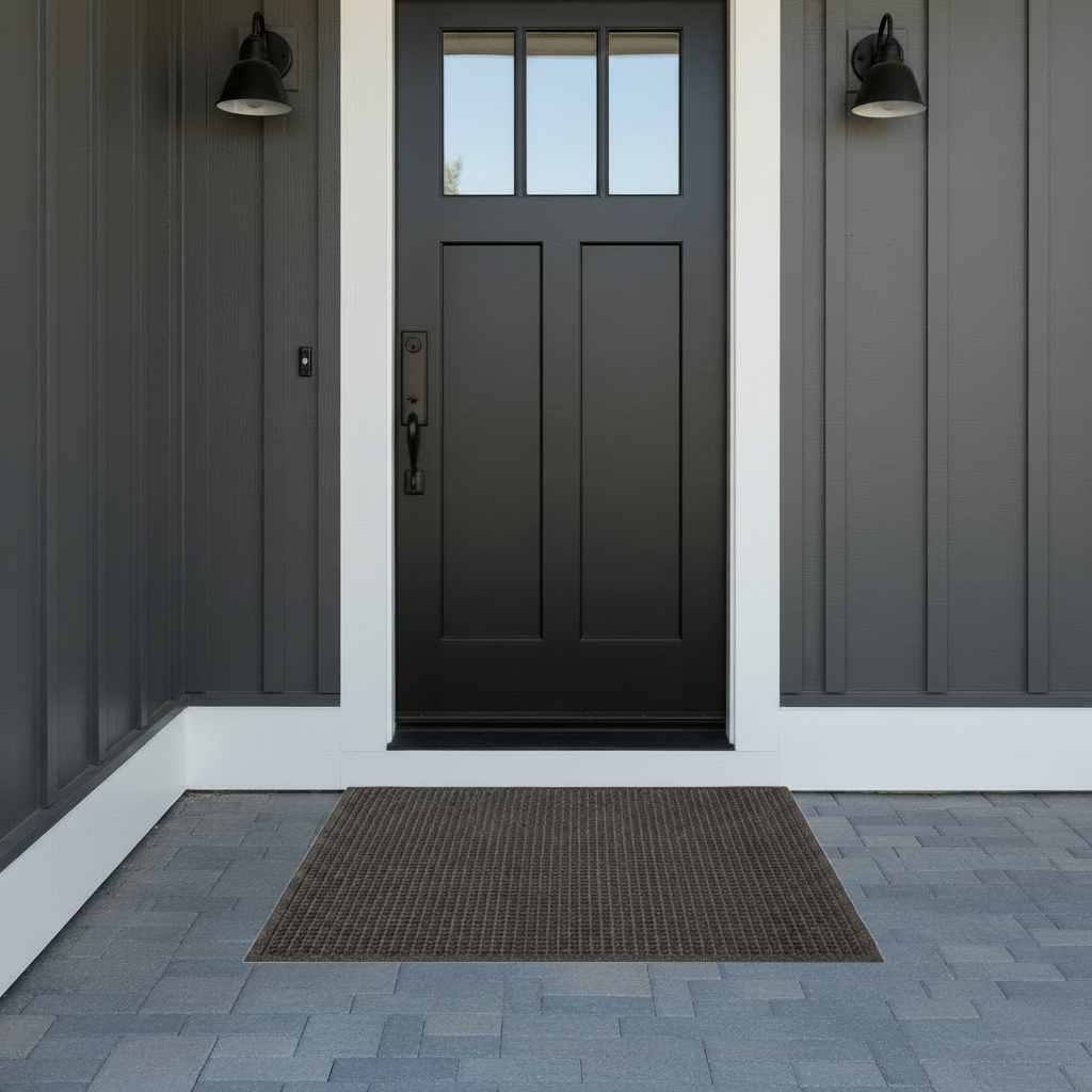 Waffle Entryway Mat With Fabric Border