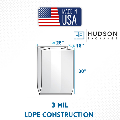Hudson Exchange 26x18x30" (Case of 100) - 3 Mil Liner For Straight Wall Containers