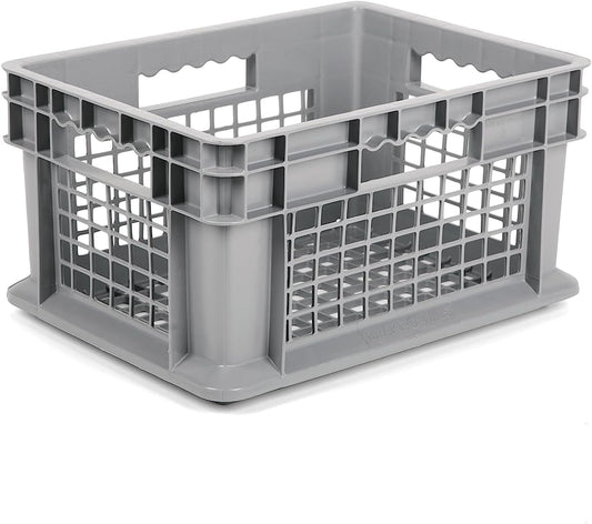 Hudson Exchange 12 x 16 x 8" (4.85 Gallon) Mesh Straight Wall Handled Storage Container Tote, Gray