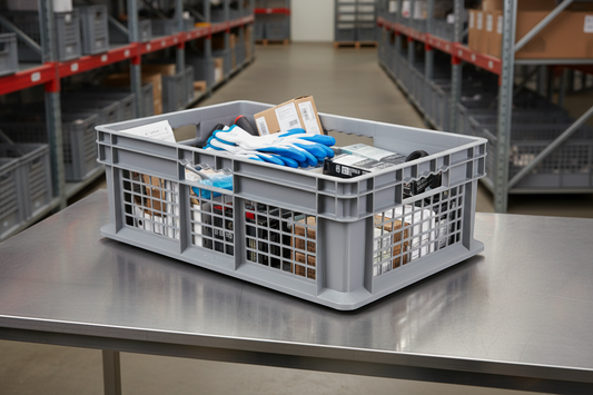 24 x 16 x 8" (10.67 Gallon) Mesh Straight Wall Handled Storage Container Tote