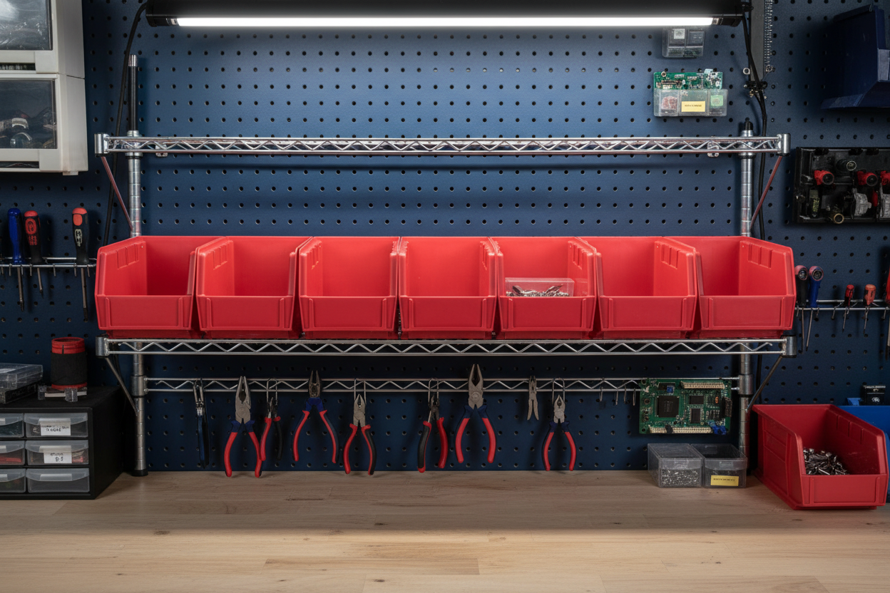 Hudson Exchange 11 x 5.5 x 5" Plastic Stackable Storage Bin and Hanging Container