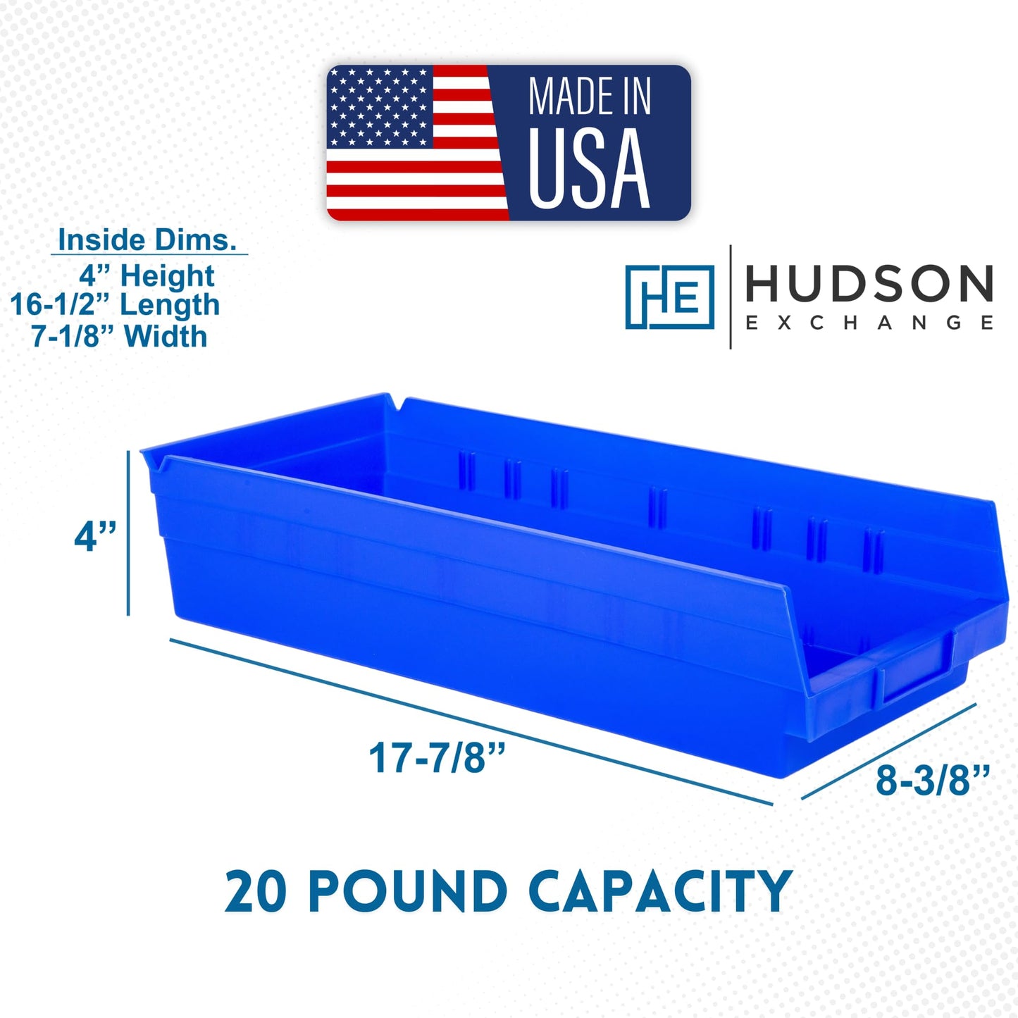Hudson Exchange 18 x 8 x 4" Plastic Nesting Storage 18” Shelf Bin Container
