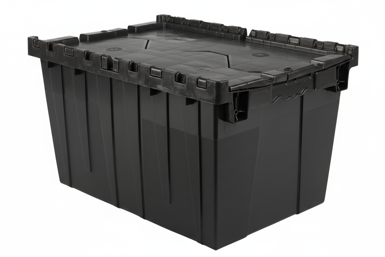 21.9 x 15.2 x 12.8” (12.7 Gallon) Attached Lid Container Tote