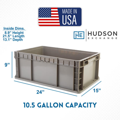 Hudson Exchange 24 x 15 x 9" (10.5 Gallon) Straight Wall Handled Storage Container Tote