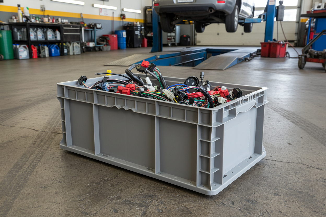 24 x 15 x 9" (10.5 Gallon) Straight Wall Handled Storage Container Tote