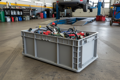 24 x 15 x 9" (10.5 Gallon) Straight Wall Handled Storage Container Tote