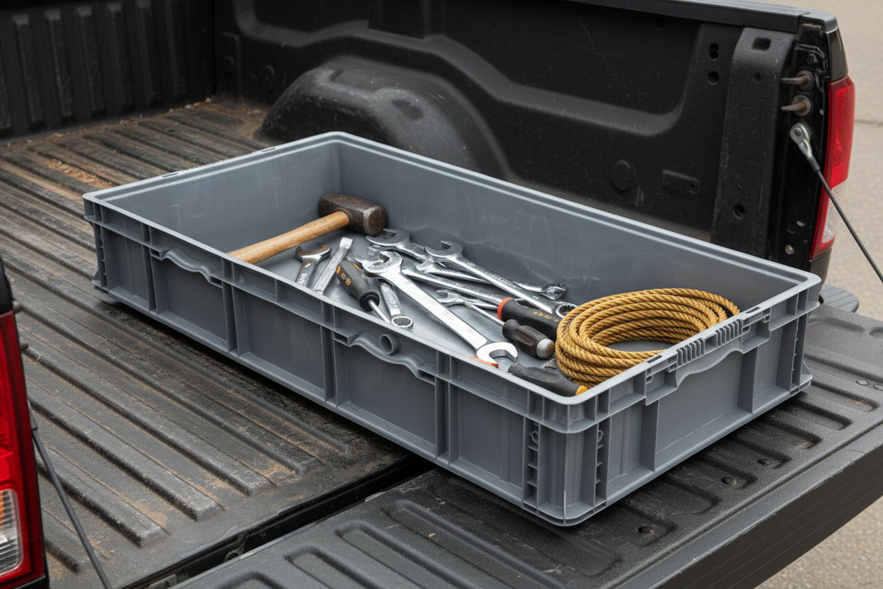 48 x 22.5 x 7.3" (25.4 Gallon) Straight Wall Handled Storage Container Tote