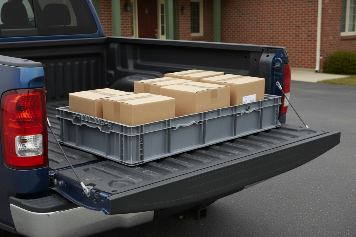48 x 22.5 x 7.3" (25.4 Gallon) Straight Wall Handled Storage Container Tote