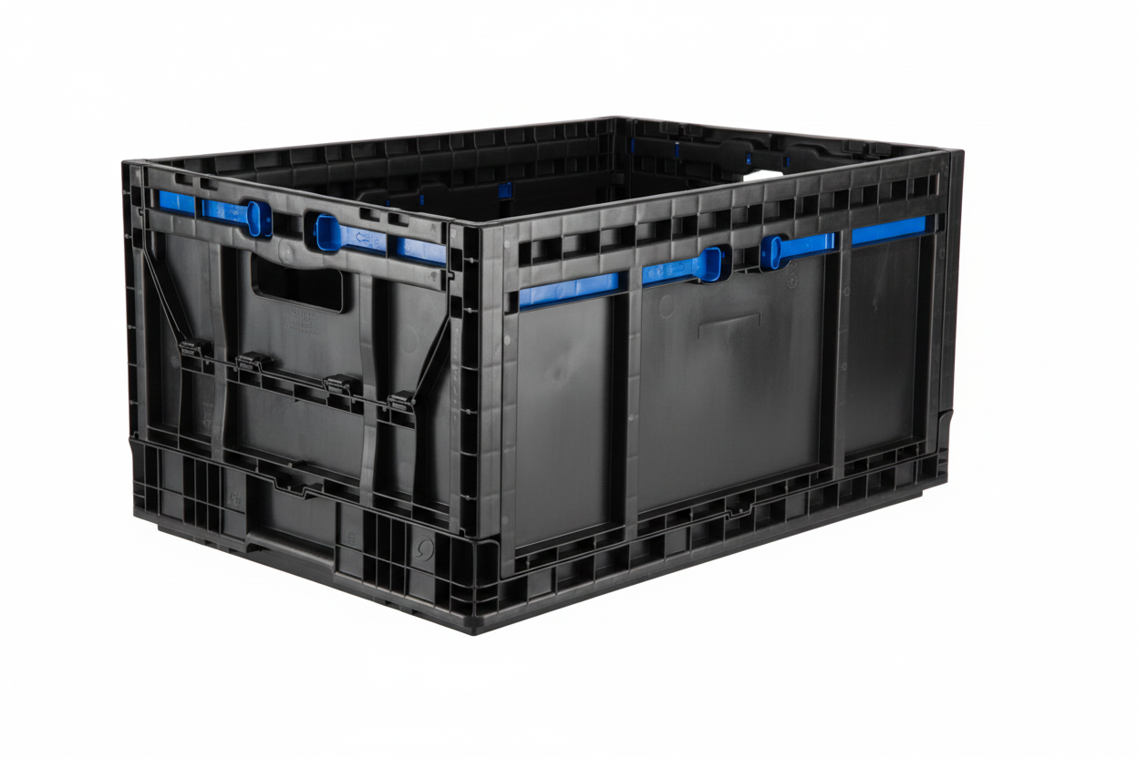 24 x 16 x 11" (15.2 Gallon) Collapsible Straight Wall Handled Storage Container Tote