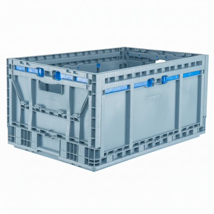 24 x 16 x 11" (15.2 Gallon) Collapsible Straight Wall Handled Storage Container Tote