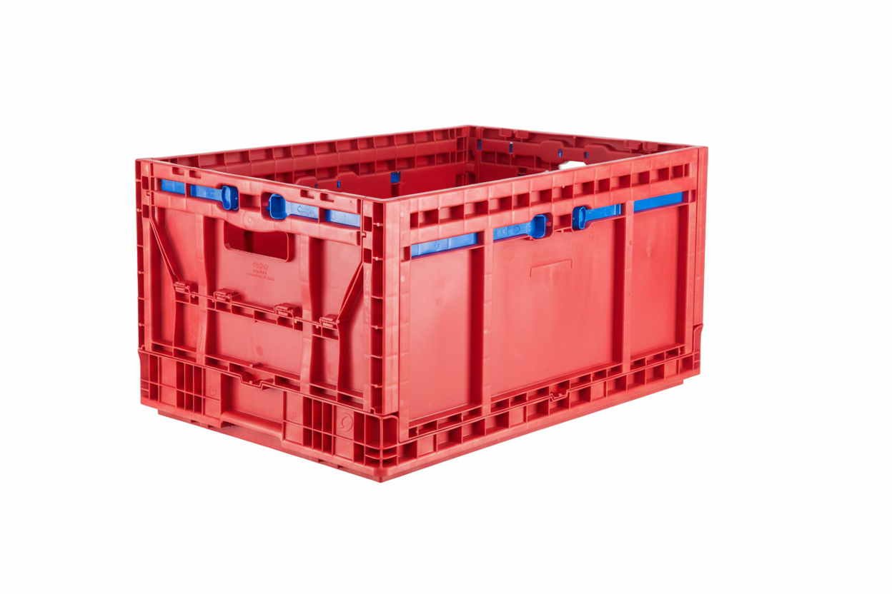 24 x 16 x 11" (15.2 Gallon) Collapsible Straight Wall Handled Storage Container Tote