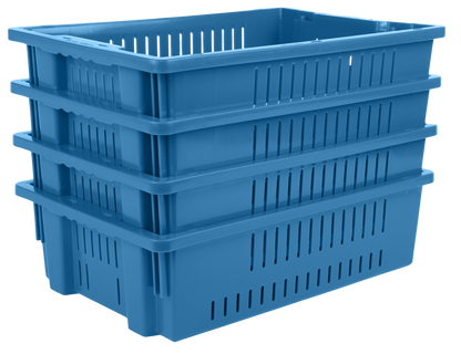 20 x 13 x 5.6" (4.5 Gallon) Agricultural Vented Crate Handled Storage Container Tote