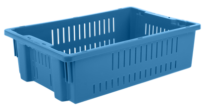 20 x 13 x 5.6" (4.5 Gallon) Agricultural Vented Crate Handled Storage Container Tote