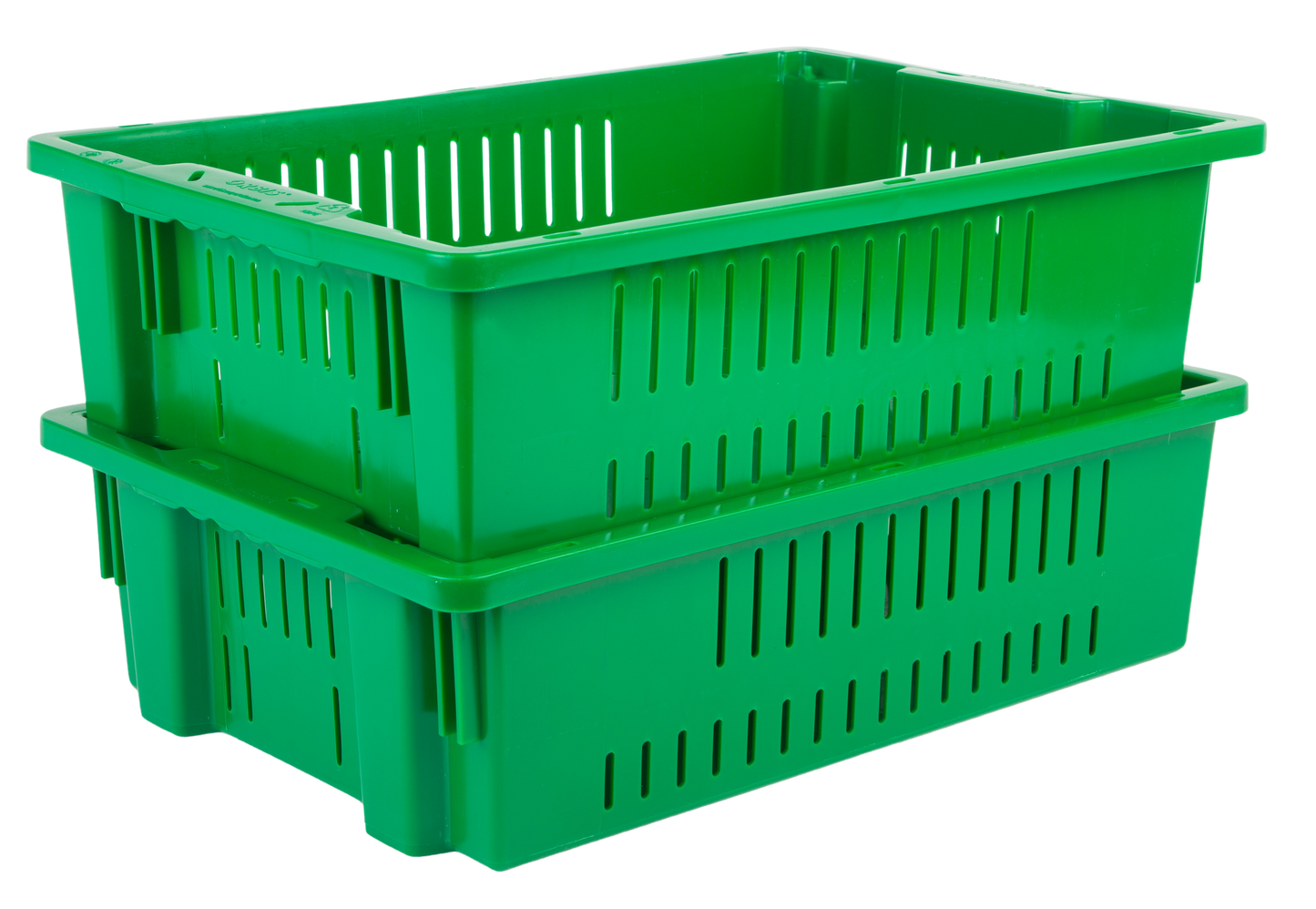 20 x 13 x 5.6" (4.5 Gallon) Agricultural Vented Crate Handled Storage Container Tote