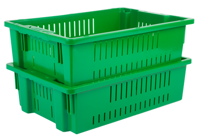 20 x 13 x 5.6" (4.5 Gallon) Agricultural Vented Crate Handled Storage Container Tote