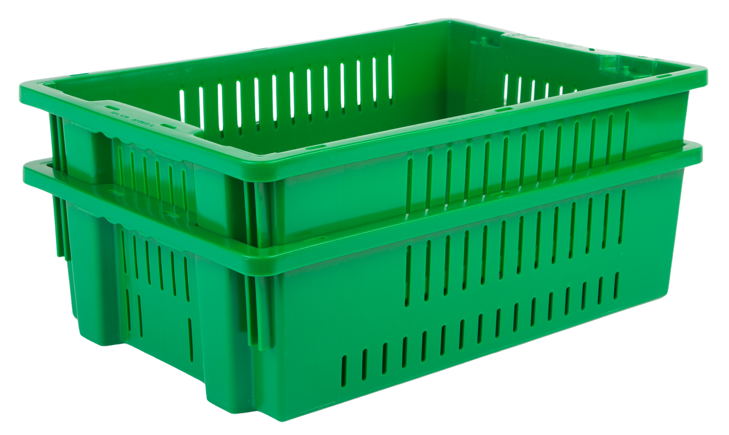 20 x 13 x 5.6" (4.5 Gallon) Agricultural Vented Crate Handled Storage Container Tote