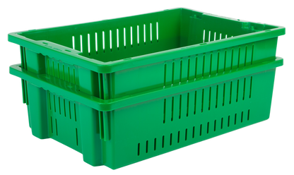 20 x 13 x 5.6" (4.5 Gallon) Agricultural Vented Crate Handled Storage Container Tote