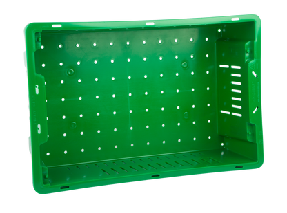 20 x 13 x 5.6" (4.5 Gallon) Agricultural Vented Crate Handled Storage Container Tote