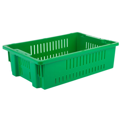 20 x 13 x 5.6" (4.5 Gallon) Agricultural Vented Crate Handled Storage Container Tote