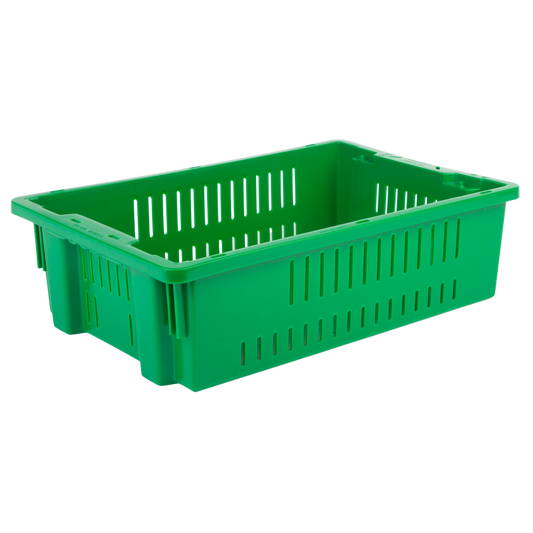 20 x 13 x 5.6" (4.5 Gallon) Agricultural Vented Crate Handled Storage Container Tote