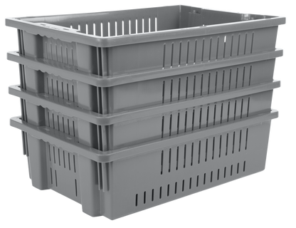 20 x 13 x 5.6" (4.5 Gallon) Agricultural Vented Crate Handled Storage Container Tote