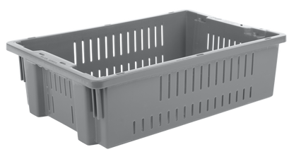 20 x 13 x 5.6" (4.5 Gallon) Agricultural Vented Crate Handled Storage Container Tote