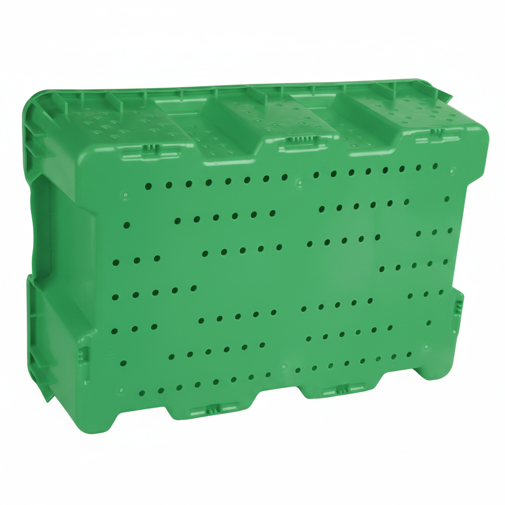 24 x 16 x 7.3" (7.5 Gallon) Agricultural Vented Crate Handled Storage Container Tote