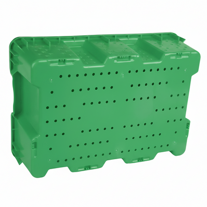 24 x 16 x 7.3" (7.5 Gallon) Agricultural Vented Crate Handled Storage Container Tote