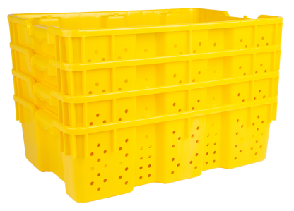 Hudson Exchange 24 x 16 x 7.3" (7.5 Gallon) Agricultural Vented Crate Handled Storage Container Tote