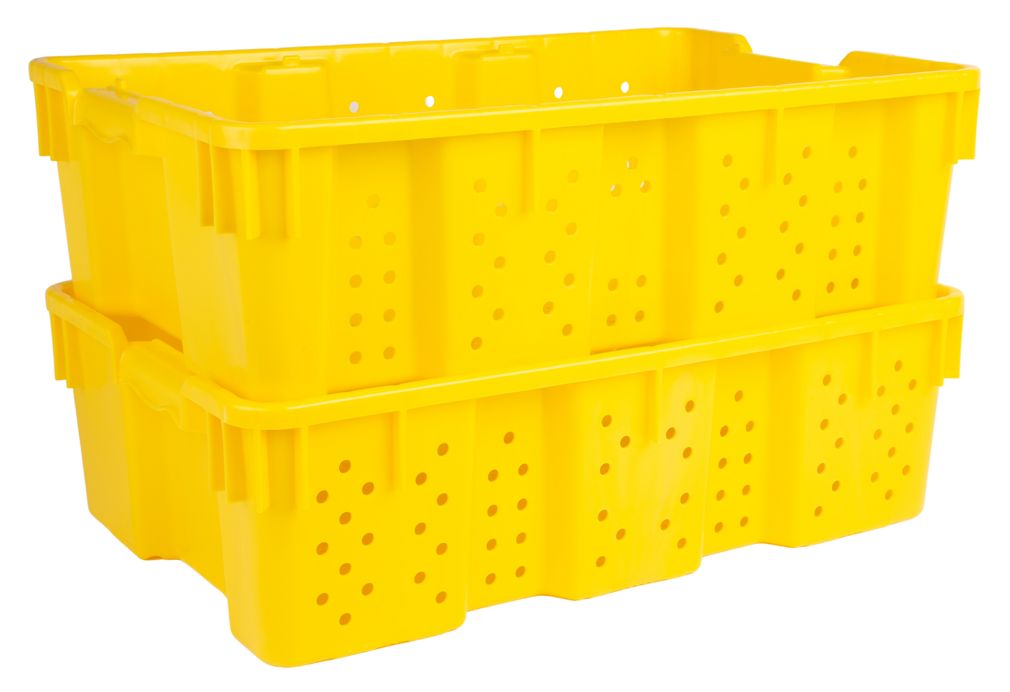 24 x 16 x 7.3" (7.5 Gallon) Agricultural Vented Crate Handled Storage Container Tote