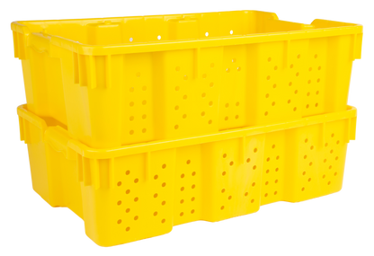 24 x 16 x 7.3" (7.5 Gallon) Agricultural Vented Crate Handled Storage Container Tote