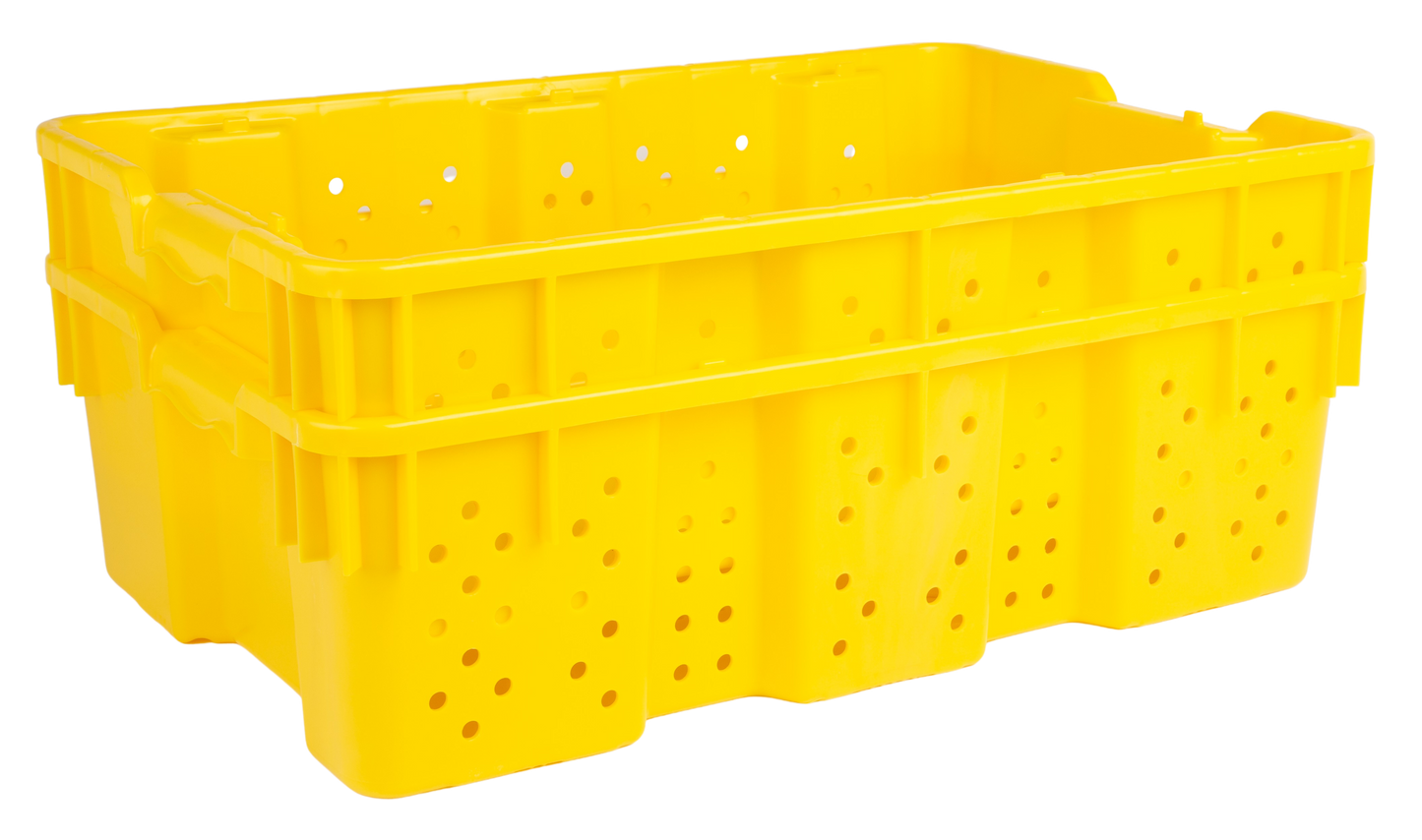 24 x 16 x 7.3" (7.5 Gallon) Agricultural Vented Crate Handled Storage Container Tote