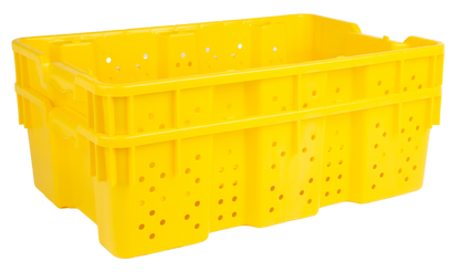 24 x 16 x 7.3" (7.5 Gallon) Agricultural Vented Crate Handled Storage Container Tote